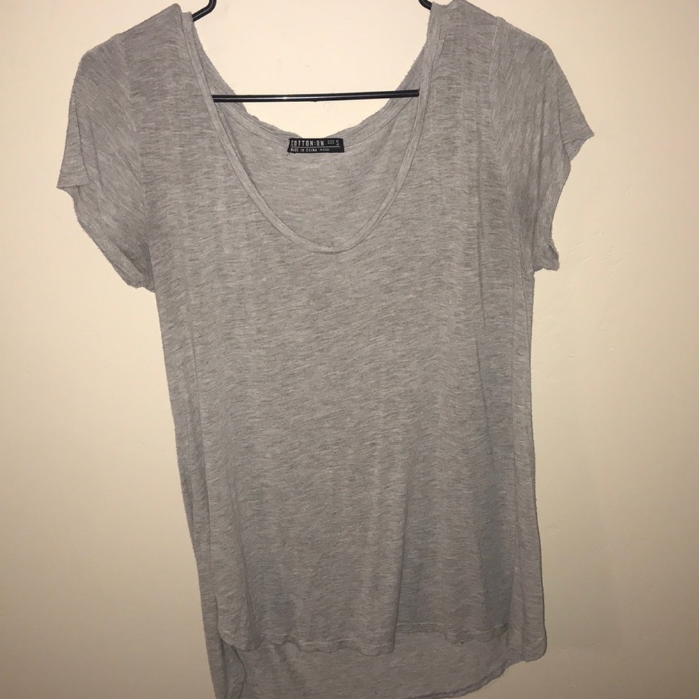 Long grey v-neck cotton on